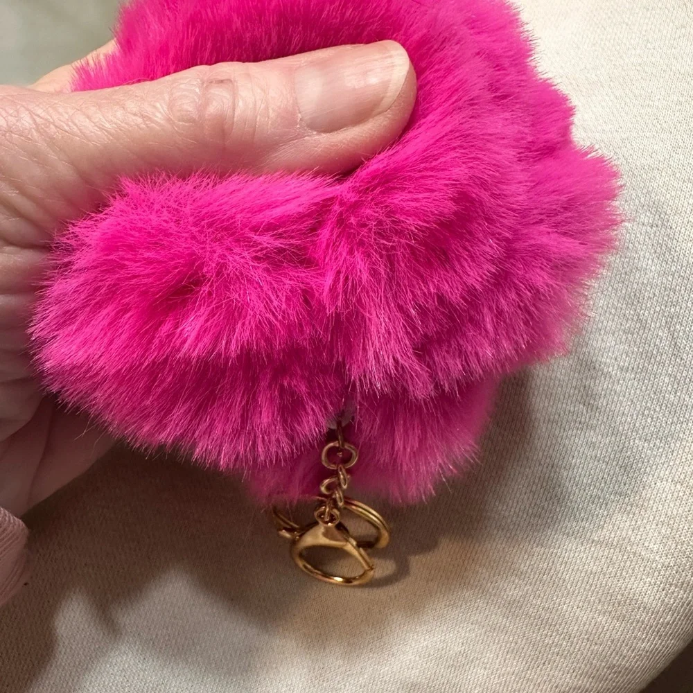 Pink Fur Keychain bag charm Accessory